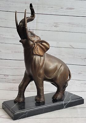 Gorgeous Bronze Elephant Figurine Sculpture Statue Art African Signed NR Decor