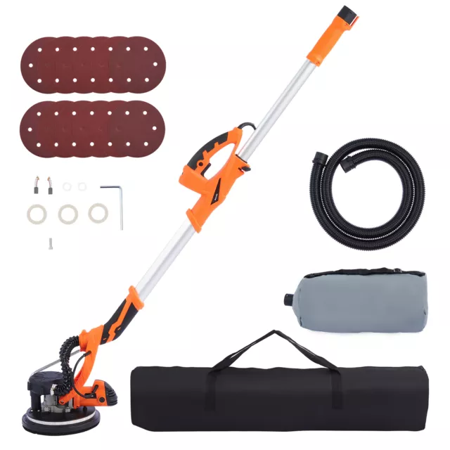 9" Drywall Sander 850W Vacuum System 1900RPM 5-Speeds LED Strip Light w/ 12 Disc