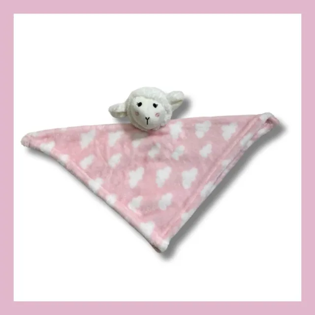 ❤️HB Hudson Baby Lamb Sheep Plush Lovey Security Blanket Pink White Clouds❤️ 2
