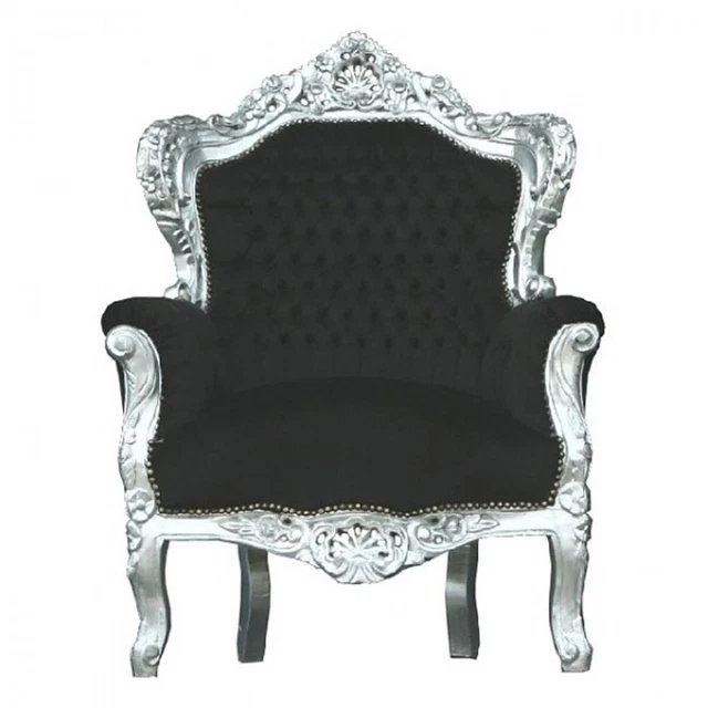 Casa Padrino Barock Sessel King Schwarz / Silber Antik Stil Möbel Thron