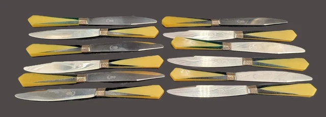Lot De 12 Couteaux à Dessert Anciens 19,5 Cm - Manche Corne - Acier Inoxydable