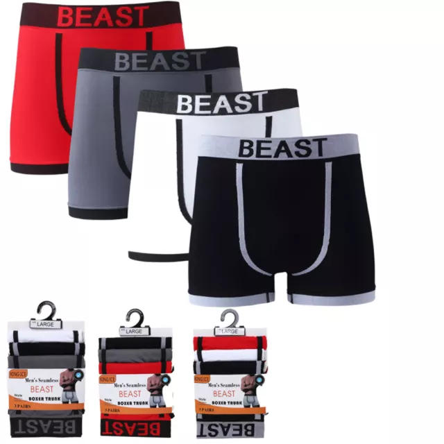 Boxer Shorts Underwear Beast Men's Seamless Trunks Stretch Underpants 1 &3 Pairs