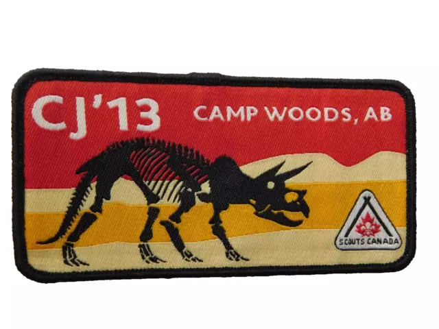 Boy Scouts Canada Patch Cj 13 Alberta Camp Woods Dinosaur Jamboree Badge