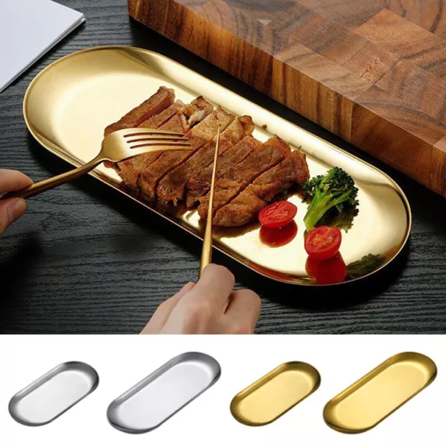 Edelstahl Oval Serviertablett Kuchenteller Organizer für Schmuck/Früchte Gol ￢