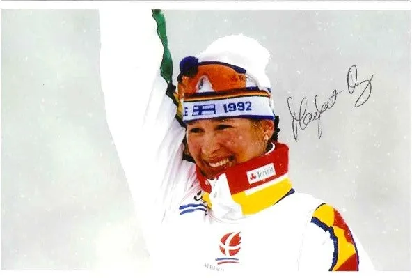 Olympic Champion&Silver 1992 at Nordic Skiing Marjut Rolig orginal signed photo.
