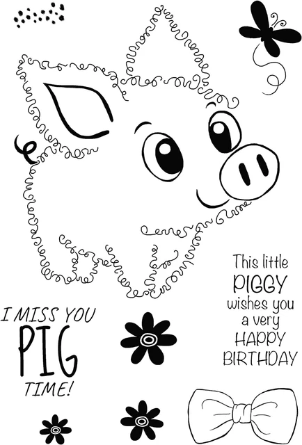 Clear Stamp 4X6 Pablo Pig, Transparent
