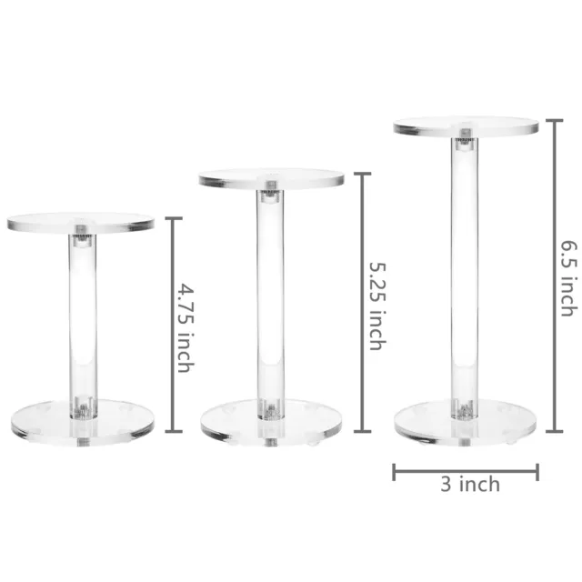MyGift Set of 6 Premium Clear Round Acrylic Watch Display Pedestal Riser Stands 3