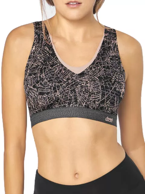 S (10) Sloggi Femme Move Flow SPORTS Bralette 10193959 Non Câblé Haut Gym - Noir