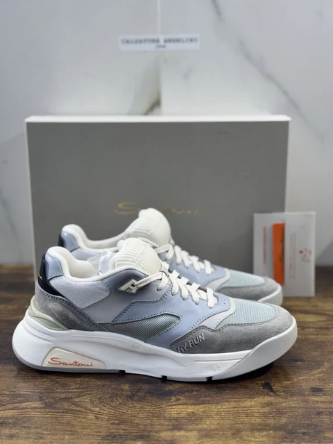 Mocassins Santoni En Suède Gris - Taille 41 EU - Fait Main Italie - Neuf Avec étiquette