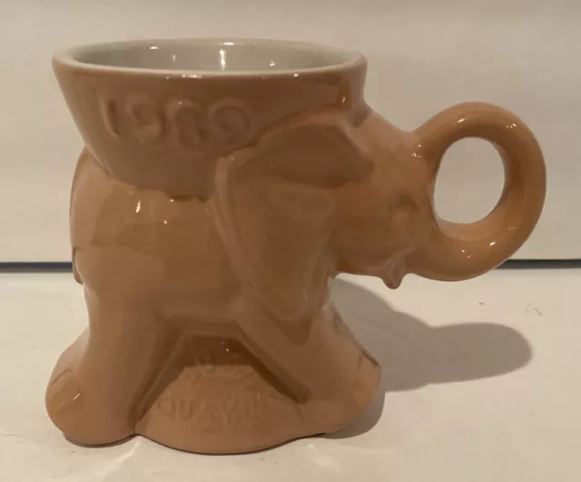 1989 GOP Frankoma Pottery Peach Elephant Collectible Mug Bush & Quayle EUC