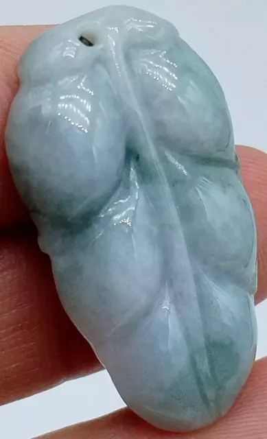 Certified Lavender Burma Natural Type A Jade Jadeite Carved Leaf 金枝玉叶 Pendant