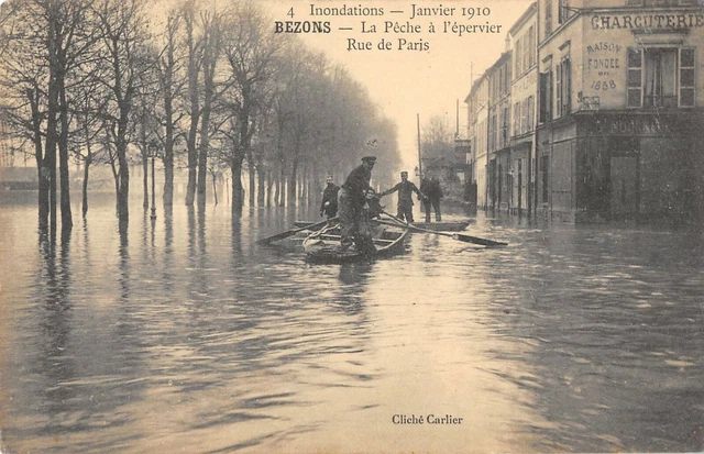 Cpa 95 Bezons La Peche A L'epervier Rue De Paris