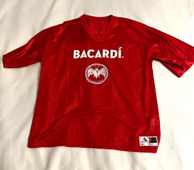 Mens Bacardi Football Jersey Augusta Sportswear Size XL Red Short Sleeve Bat EUC