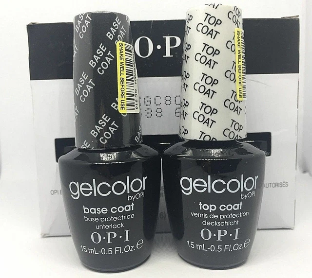 OPI GELCOLOR TOP Coat & Base Coat Soak Off Gel Nail Polish Set of 15ml