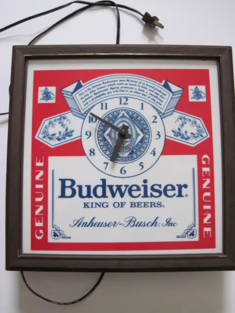 Vintage Budweiser Lighted Clock Bar Sign Pull Light Kribs USA Made Read