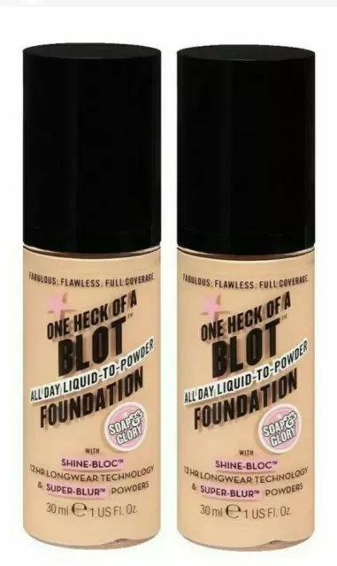 2 x Soap & Glory One Heck of a Blot Foundation Flüssigkeit zu Pulver / Fair genug