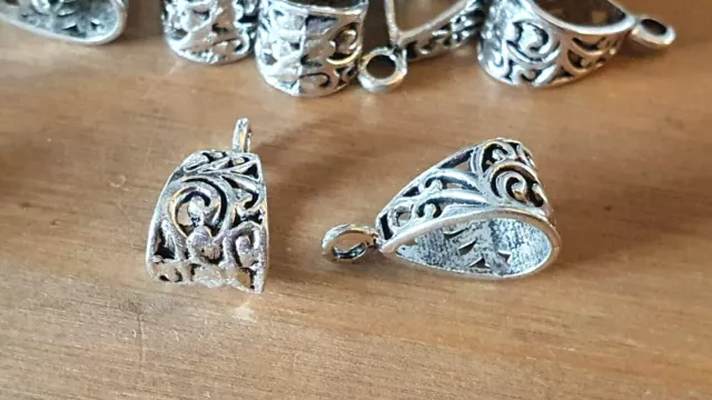 Antik Silber Halskette Charm Anhänger Aufhänger Bails Schmuckherstellung UK 3