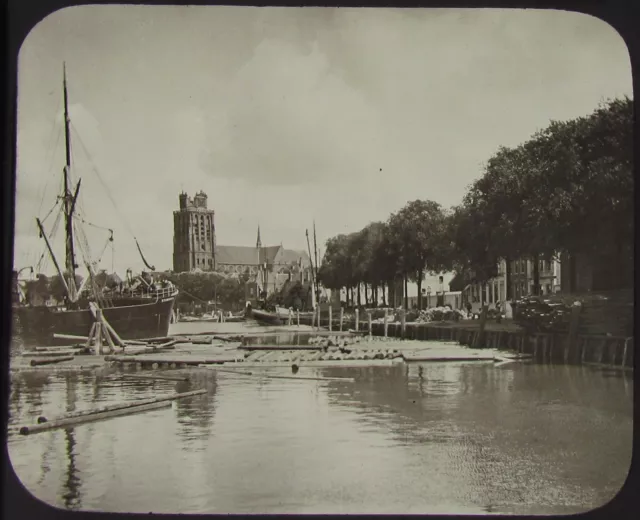 GWW VIKTORIANISCHES Glas magische Laterne Rutsche GROOTE KERK DORDRECHT C1890 NIEDERLANDE