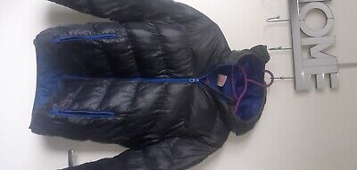 black teen Adidas coat with blue zip 