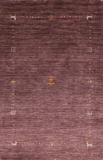 One-of-a-kind Rectangle Tribal Gabbeh Small Rug Hand-knotted Wool 3x5 ft