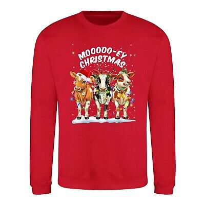 Cows Mooooo-ey Christmas Sweatshirt Jumper | Festive Funny Farm Santa Xmas Gift
