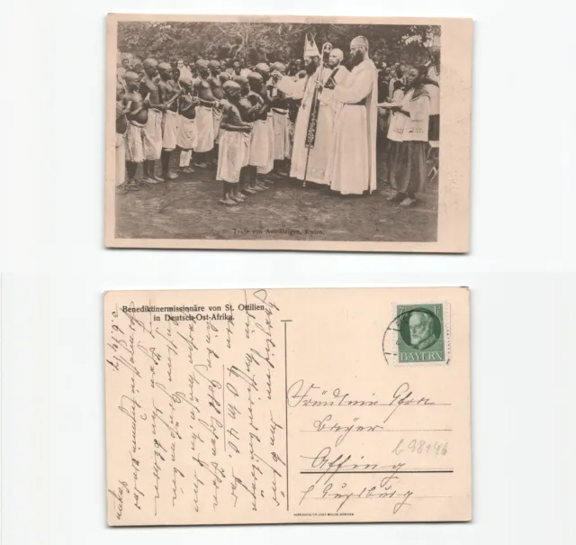 (b98146)   Ansichtskarte Deutschostafrika Benediktinermissionare mit einhei