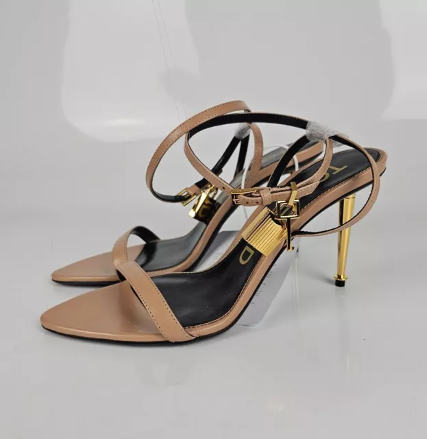 Tom Ford Padlock Beige 85mm Leather Sandals New