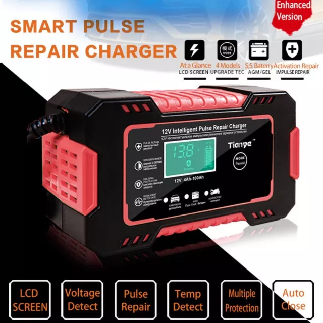 Smart Car Battery Charger Automatic Jump Starter Pulse Repair 12V 24V AGM/GEL UK