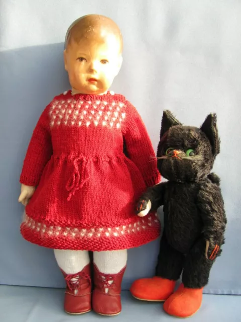 Unikat:  Hübsches dunkelrotes Strickkleid mit Angora  -  für Käthe Kruse Puppe 1