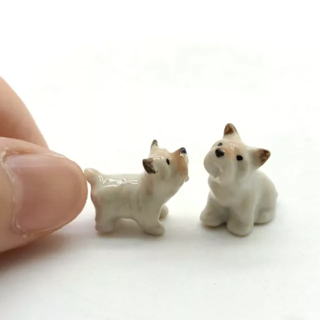 2 Tiny Ceramic West Highland Terrier Figurines | Perfect for Dog Lovers - CDG052