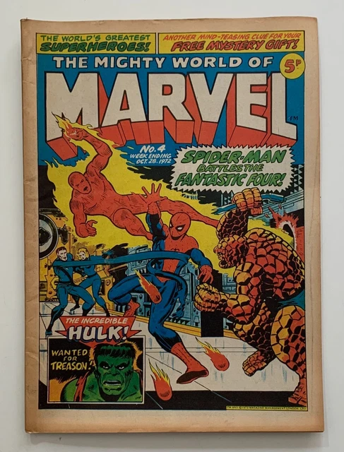Mighty World of Marvel #4 VERY RARE MARVEL UK 1972. Stan Lee. FN+ Bronze Age