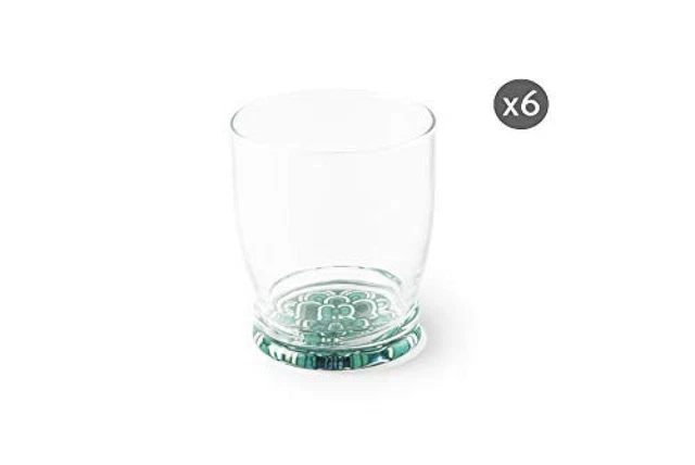Excelsa Mandala Set 6 Bicchieri Acqua con Fondo Decorato, Vetro - NUOVO