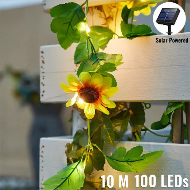 Fairy Lights Solar Fairy String Lights 10M 100 LED Ivy Vine Leaves Flower Garden