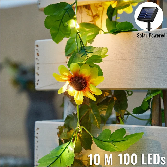 FAIRY LIGHTS SOLAR Fairy String Lights 10M 100 LED Ivy Vine Leaves ...