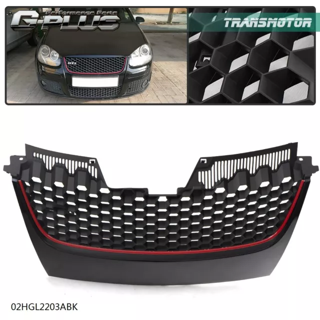 Fit For VW Jetta GTI MK5 06-2009 Badgeless Honeycomb Mesh Grille Black W/