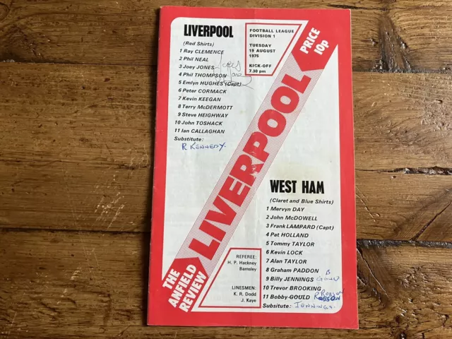 Liverpool v West Ham Utd 1975-76 Div 1 Autographed by Joey Jones 'Champions'
