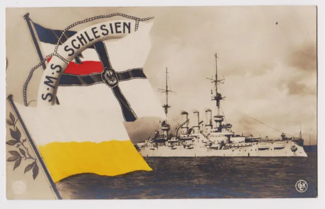 Kaiserliche Marine-Feldpost S.M.S. SCHLESIEN Wilhelmshaven 1917 Werftkompanie