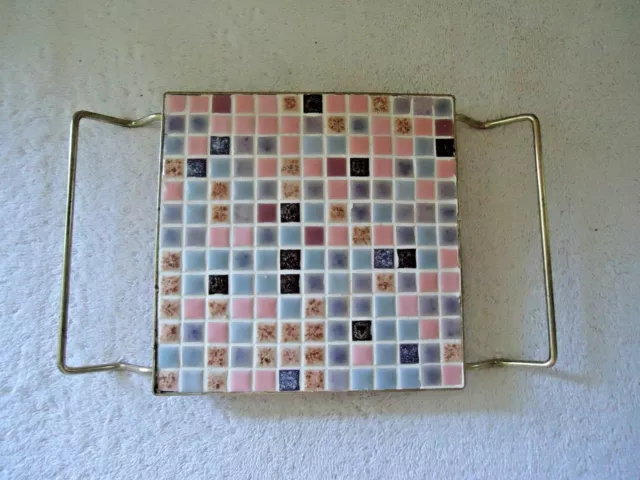 Vintage Multi Color Mosaic Tile Trivet Board " BEAUTIFUL COLLECTIBLE ITEM "