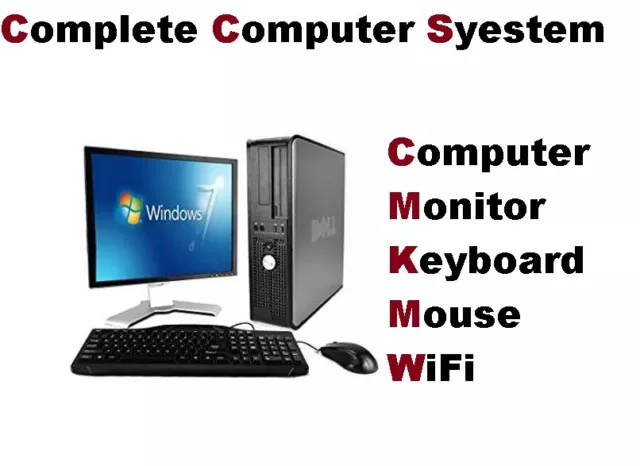 Full Windows 7 Pro Computer System Desktop  4Gb Pc - Monitor - Keyboard Mouse