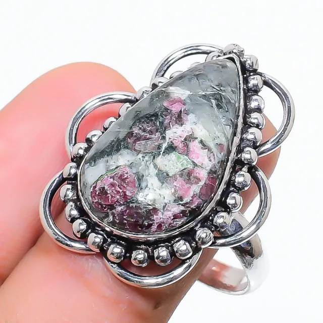 Eudialyte Gemstone Handmade 925 Sterling Silver Jewelry Ring Size 9 Easter