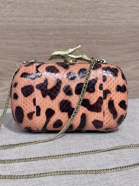 DVF DIANE VON FURSTENBERG~LYTTON CLUTCH SMALL Peach Black Python