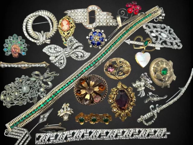 Huge Lot Vintage Art Deco Victorian Repair Harvest  Jewelry Pell Sterling Coro