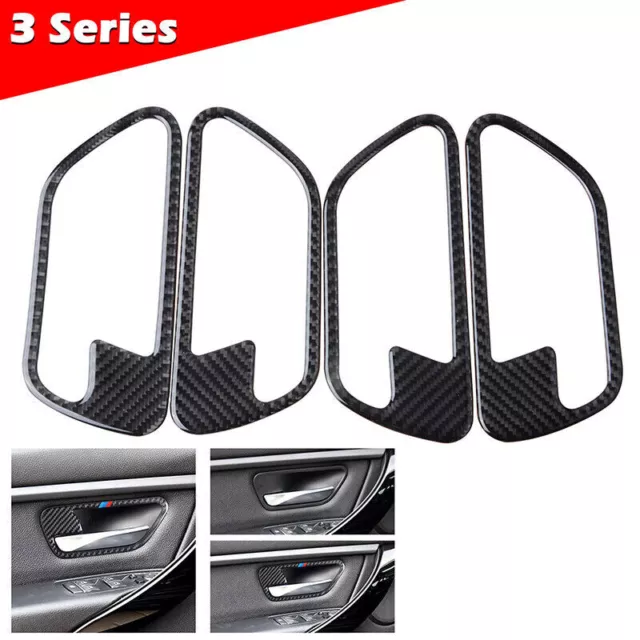 Real Carbon Fiber Door Handle Frame Interior Trim Cover For BMW 3 Series F30 F31