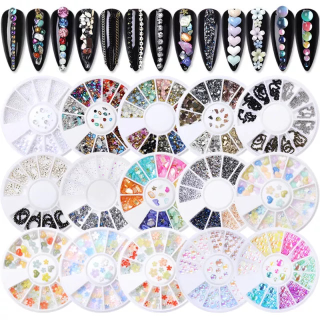 Mixed Size Glass Nail Art Rhinestones Flatback AB Crystal 3D Gem Decoration DIY