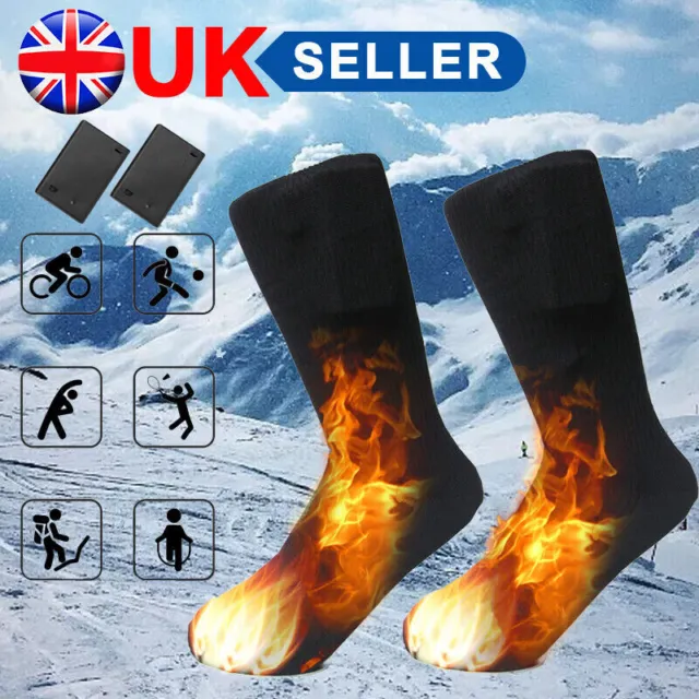 Unisex Electric Heated Socks Foot Winter Warmer Rechargeable Battery Power UK