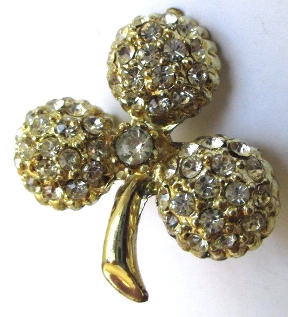 Broche Vintage Motif Fleur Avec Cristaux Émeraude - Couleur Or - Modèle *3216