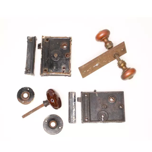 Antique door knob Lock Box Cast Iron Bundle Whipple Mfg Co No key