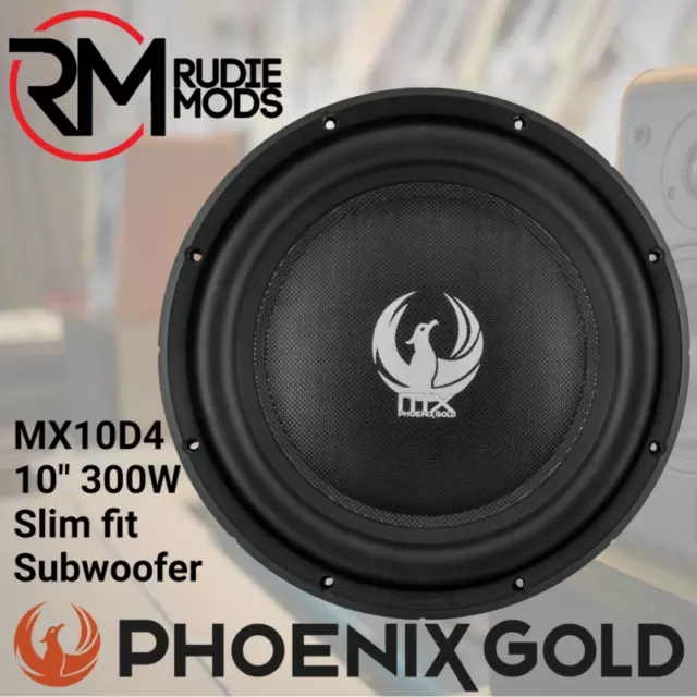 Phoenix Gold MX Series MX10D4 10" 300 Watts Dual 4-Ohm Slim Car Subwoofer