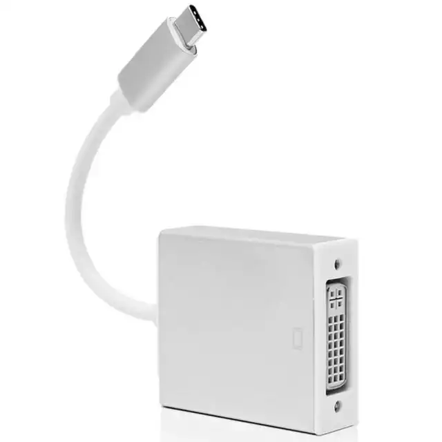 Adaptador Conversor de USB Tipo C A DVI Hembra USB Type-C 3.1 Plateado