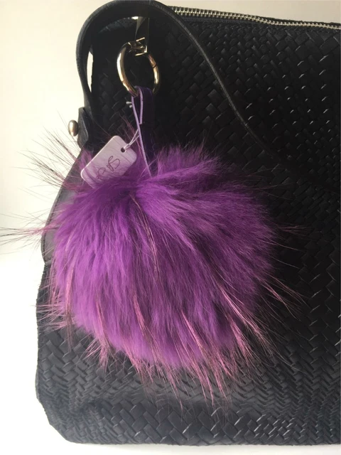 ITALY MINK FOX FUR KEY CHAIN OWL Monster POM HANDBAG CHARM RING BAG ACCESSORY